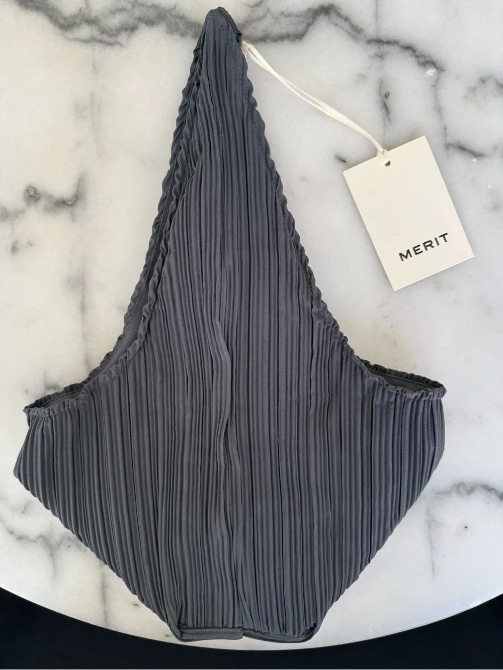 Pleated Knot Shoulder Bag - Charcoal